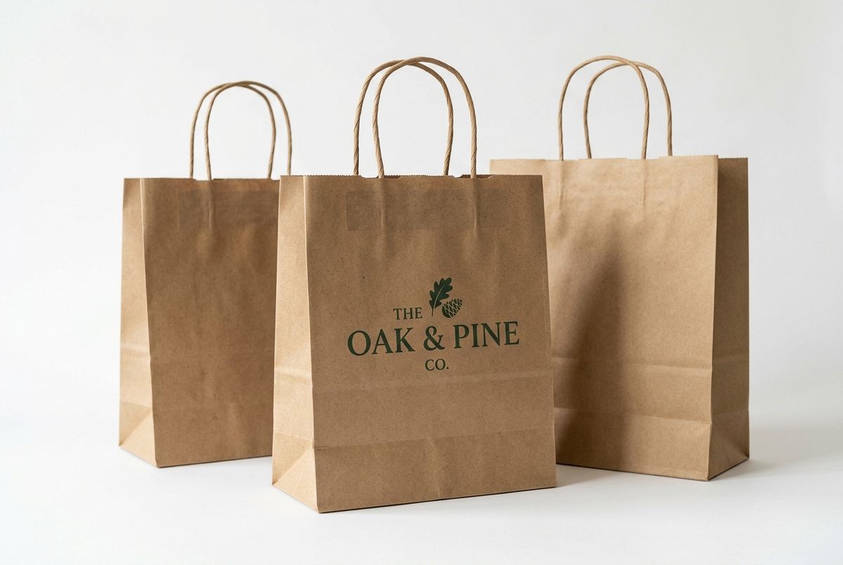 Kraft paper shopping bags with twisted handles
